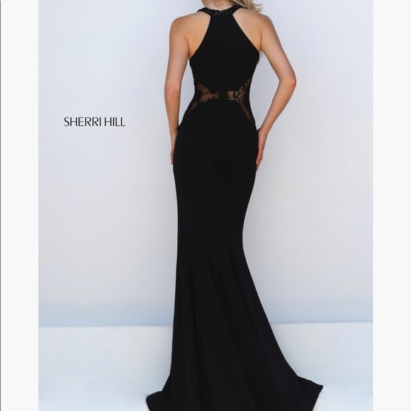 Sherri Hill Long Black Halter Gown Fall 2016 #50201 - Picture 2 of 4